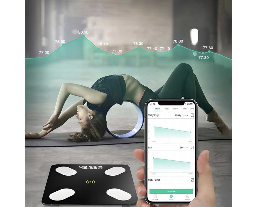 Waga Łazienkowa Analityczna Slim 180 kg Smart+ 25w1 Android iOS