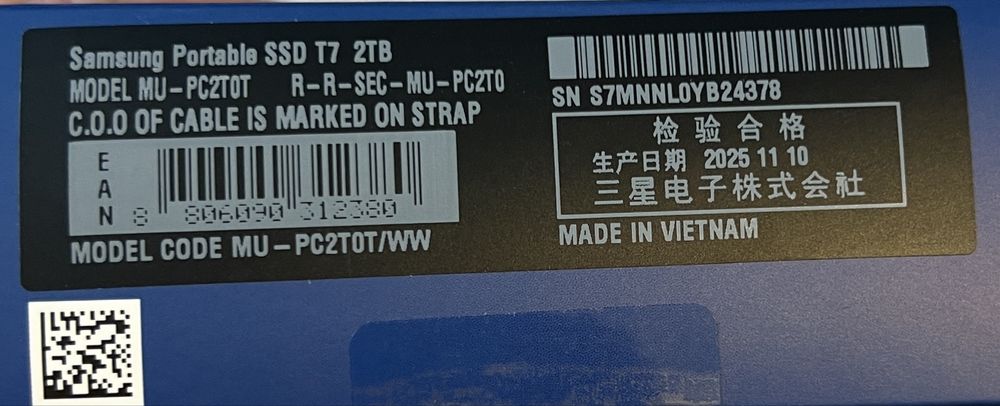 Zewnętrzny dysk SSD Samsung T7 2TB nowy gwarancja 3lata skep 1400zł !