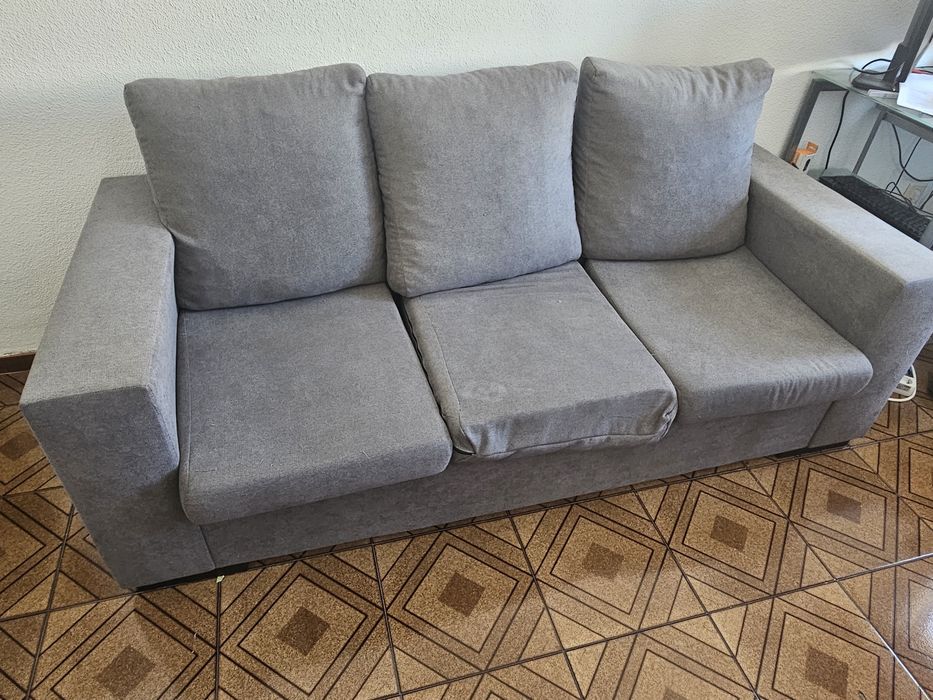 Sofá 3 lugares , Cinzento