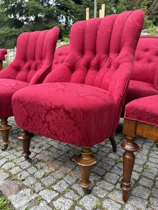 Sofa zestaw wypoczynkowy eklektyczny 2 fotele 2 krzesła ala ludwik