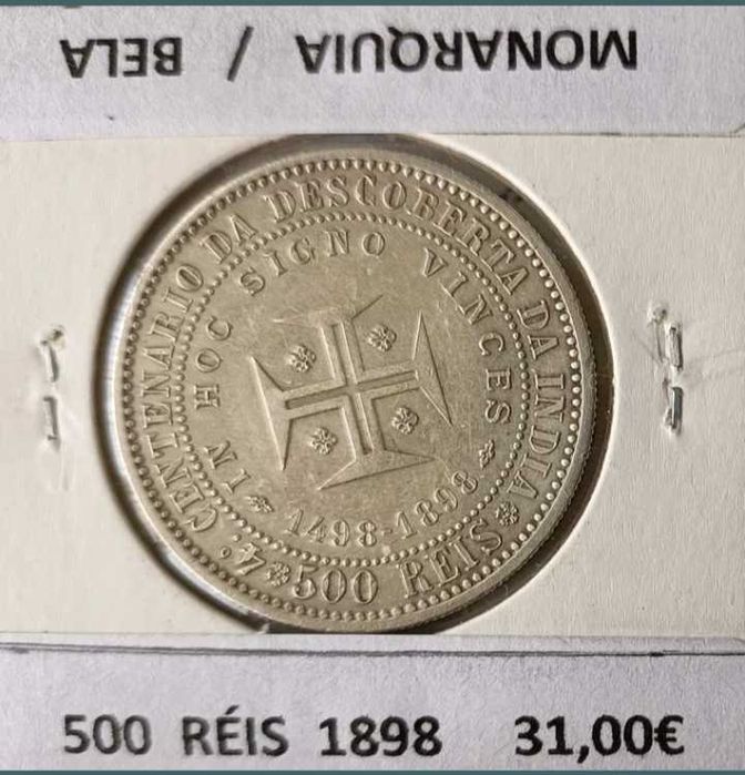 5 Tostões 500 Reis Prata D. Carlos I & Rainha  Amélia ( 4ª Dinastia )