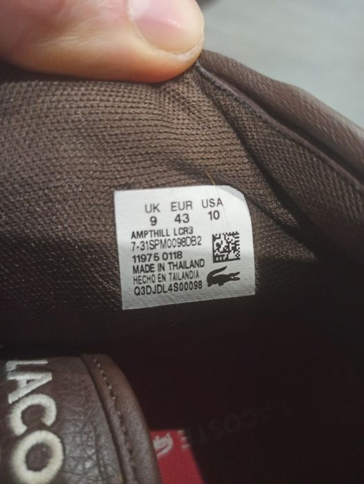 Кеды мужские кожа lacoste 42