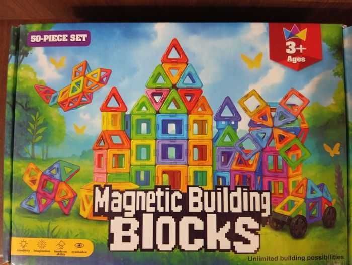 Дитячий магнітний конструктор на 50 деталей 3D магніти Magnetic Tiles