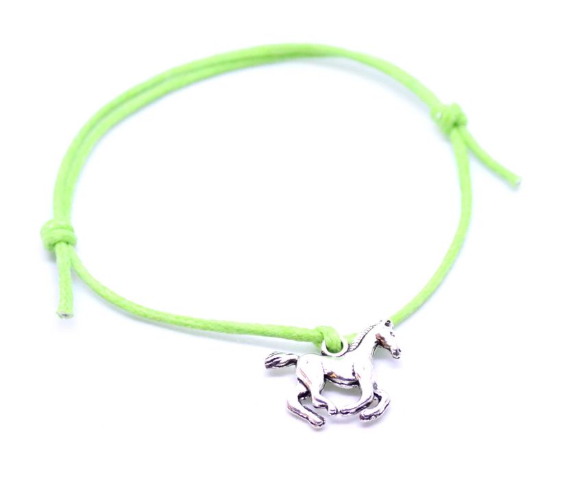 bransoletka sznurkowa koń w galopie jasna zieleń