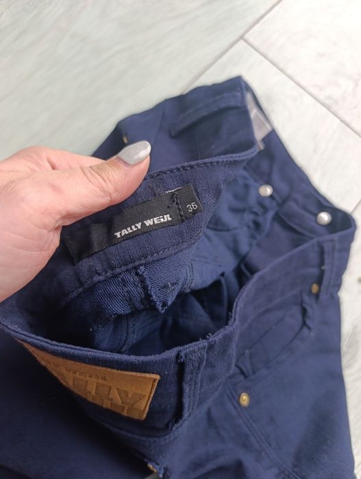 Spodnie materiałowe tally Weijl s 36 granatowe r