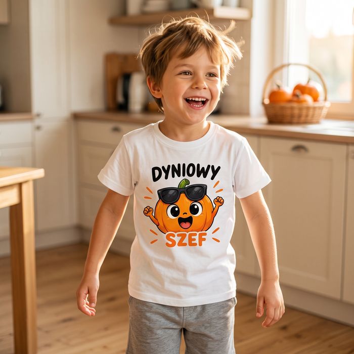 Koszulka dziecięca Dzień Dyni dynia w okularach 100% bawełna