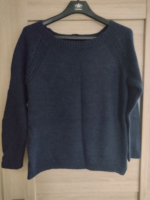 Włoski granatowy sweterek rękaw 3/4 rozmiar M