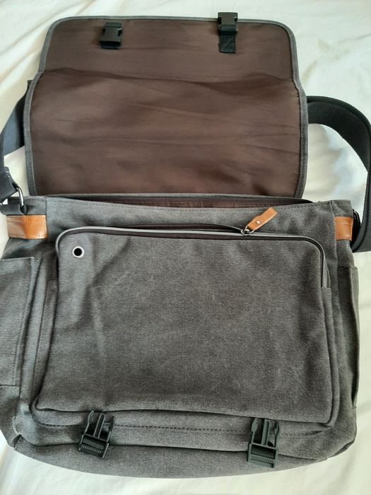 torba na ramię, płótno, szara