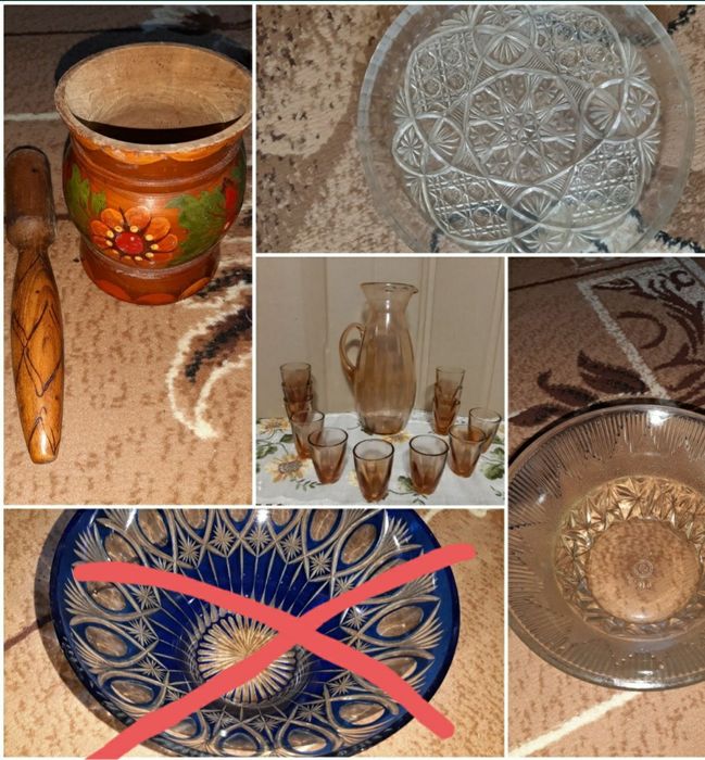 Посуд часів СРСР: глечик, салатник, ступка, блюдо