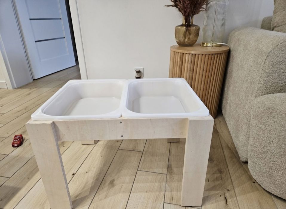 Piaskownica stolik edukacyjny sensoryczny wodny z drewna