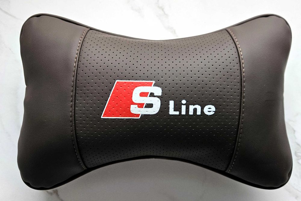 Fajny Prezent !!!  Zagłówek do samochodu "Audi S-Line" brązowa