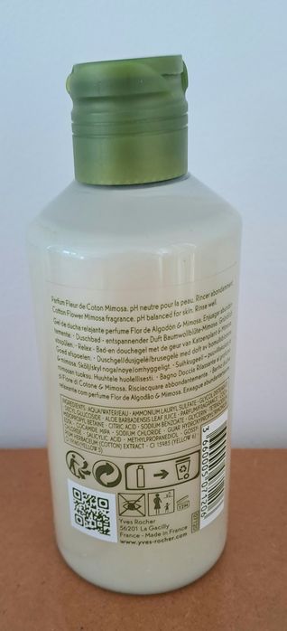 Gel duche relaxante,  Yves Rocher, Fleur de Coton Mimosa