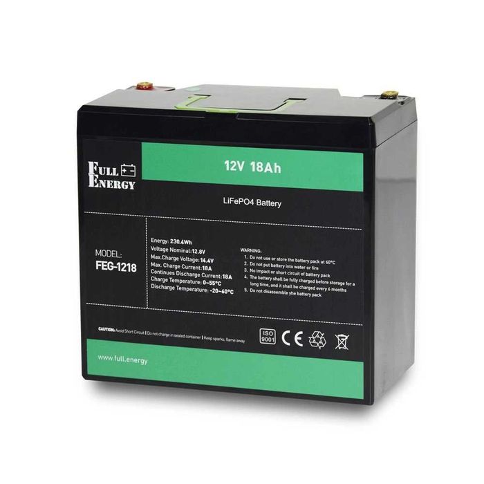 Акумулятор літій залізо фосфат LiFePO4 Full Energy FEG 1218 12В 18Ач