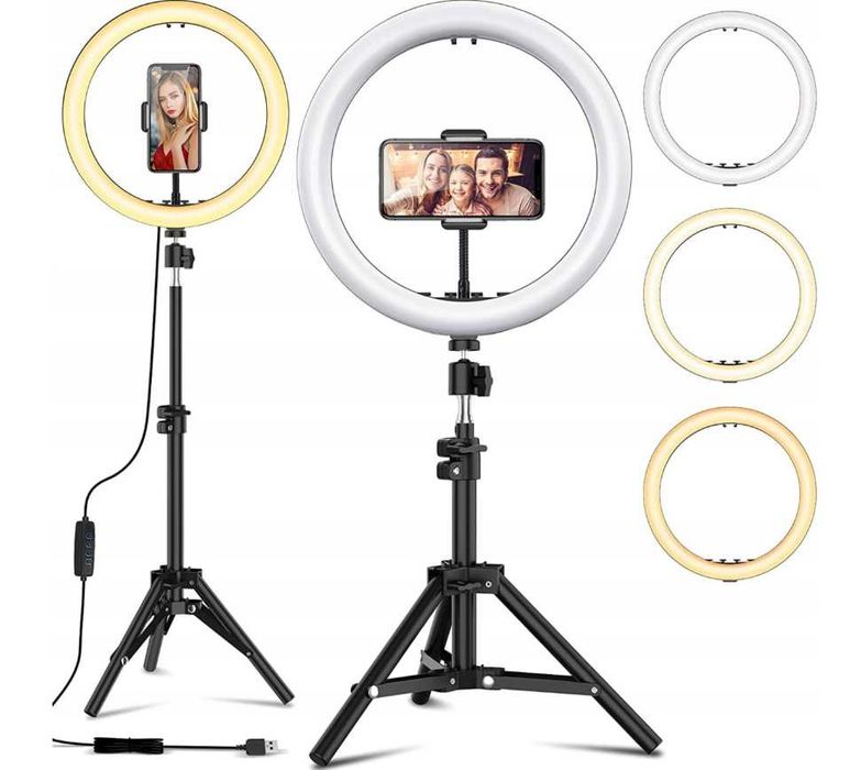 Lampa PIERŚCIENIOWA Led 80W STATYW 220 cm ring30cm