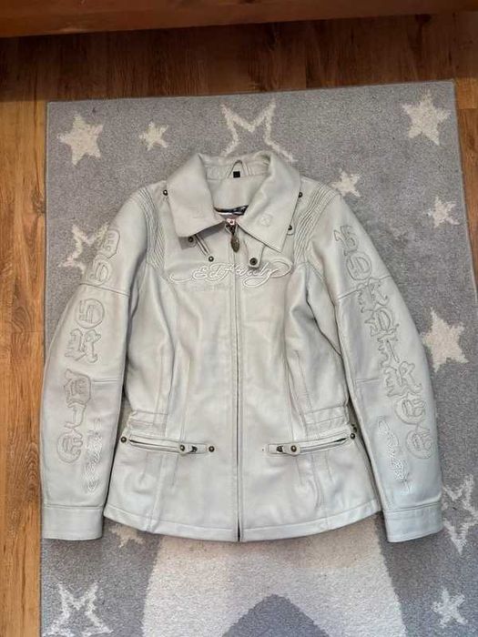 Kurtka Skórzana Ed Hardy Leather Jacket Christian Audigier racing swag japan