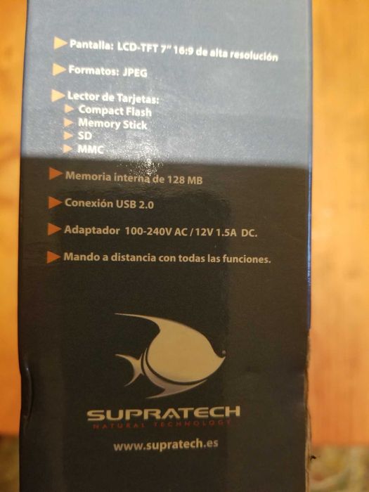 Moldura Digital da SUPRATECH, nova, memória de 128MB, LCD-TFT 7" 16:9