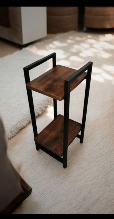 Kwietnik stojący loft metalowy czarny stolik organizator na kwiaty