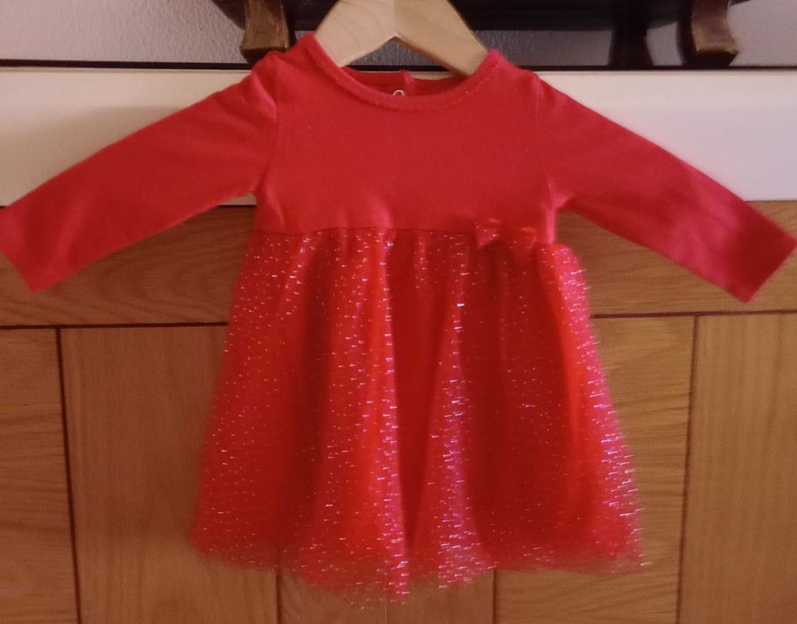 Vestido saia em tule com brilhantes, forrado a algodão, 6-9 meses  C&A