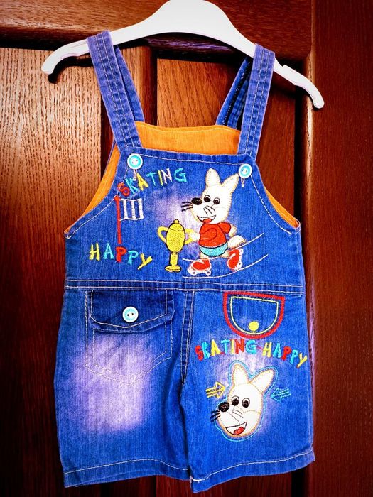 Новый джинсовый комбенизон коттон на 9-12 месяцев унисекс