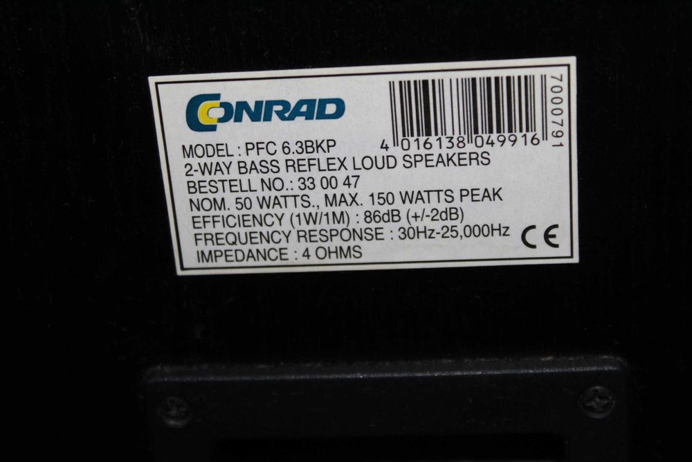 CONRAD PFC 6.3BKP Kolumny głośniki słupki 3 way bass reflex Wysyłka