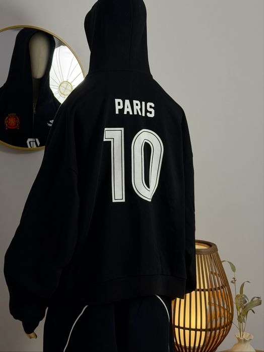 (S,M,L) Зіп-худі Balenciaga Soccer Paris Black Zip Hoodie.