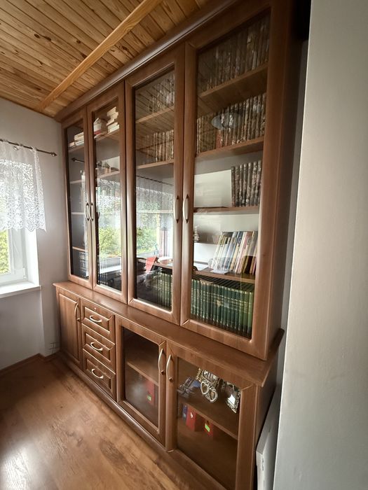 Witryna / Biblioteczka z przeszklonymi frontami – elegancki komplet do salonu lub gabinetu