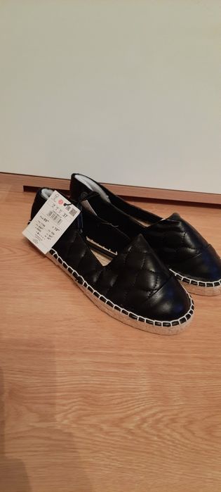 Reserved nowe espadryle buty damskie czarne r 37 24 cm