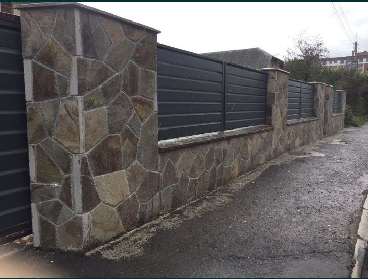 Мур, забор, біседка, мангал, камін, камінь, барбекю, сходи,відмостки