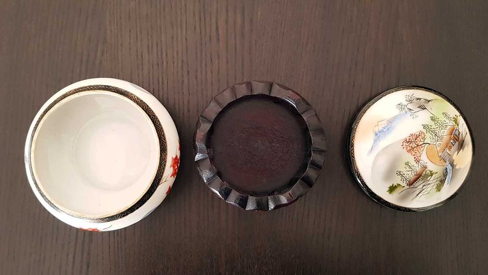 Caixa circular de joalheria porcelana japonesa com tampa RC ROI