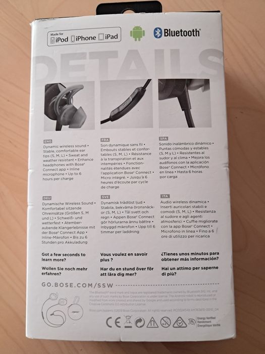 Auriculares Bose Soundsport com Bluetooth