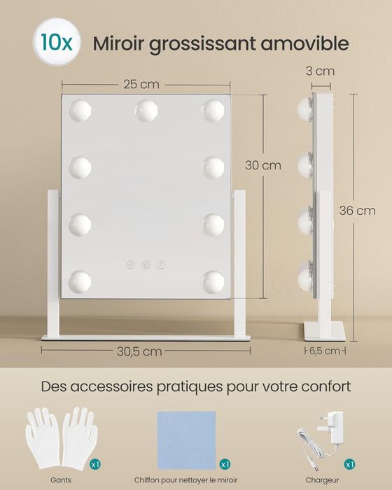 Songmics lustro do makijażu z oświetleniem led