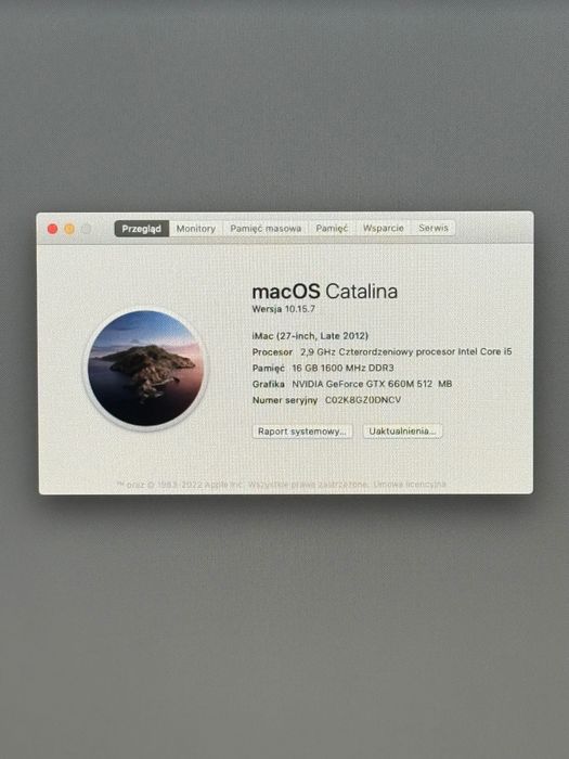 iMac APPLE 27' 2,9 GHz Czterordzeniowy procesor intel Core i5