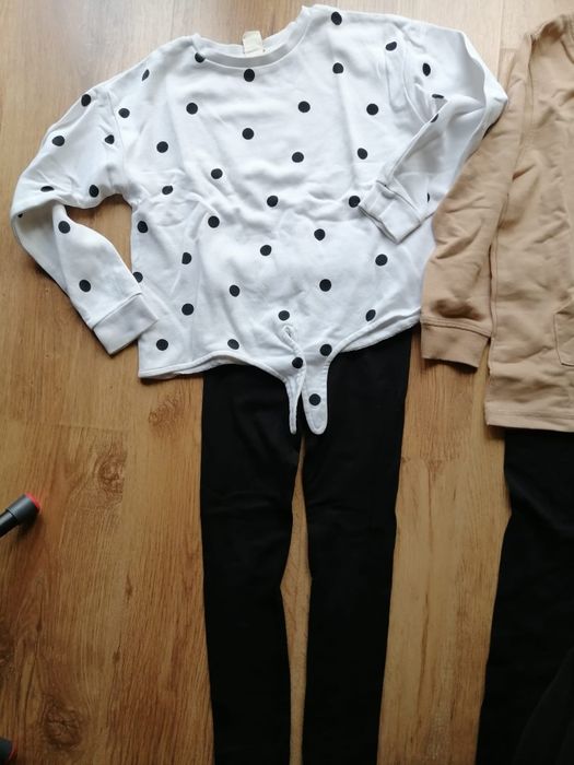 Zestaw spodnie getry bluzy tunika hm 110/116 sarenka kropki