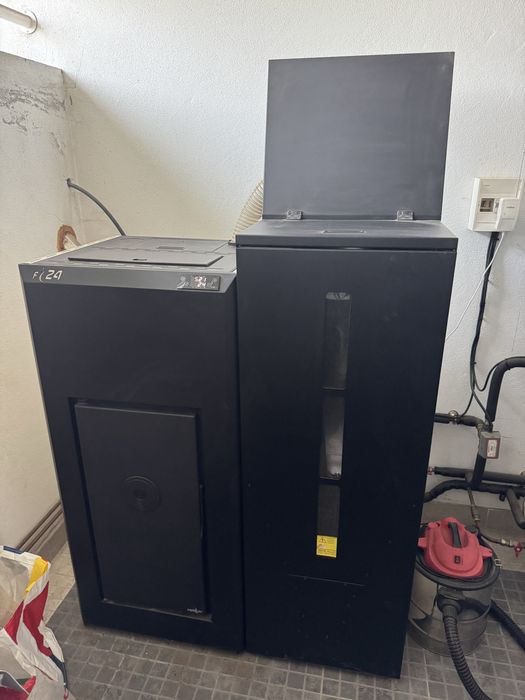 Caldeira a pellets ferlux F24 + Silo 160kg + ventilo convector solius