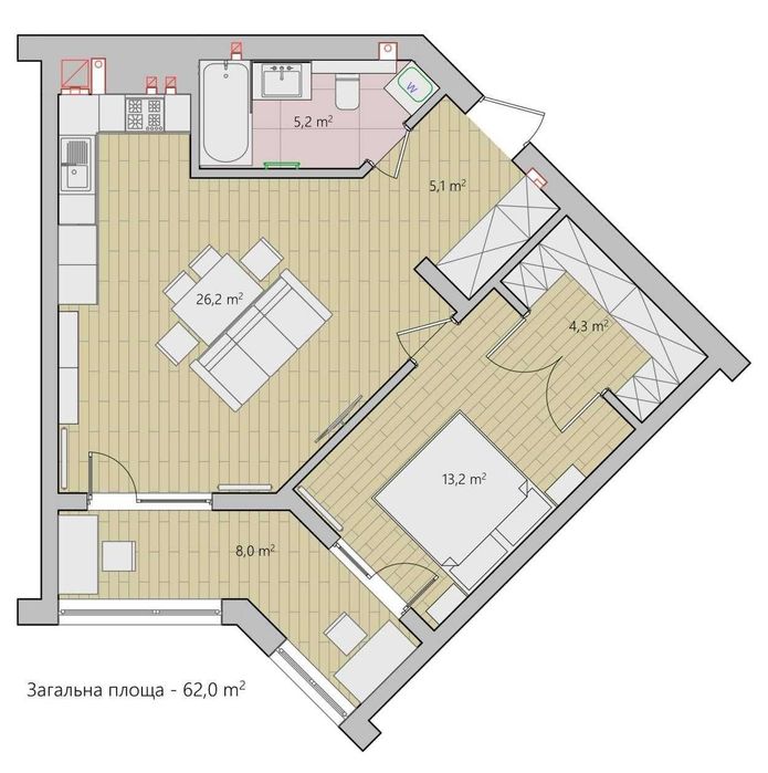 2-к квартира у новобудові,зданий будинок,індивідуальне газове опалення