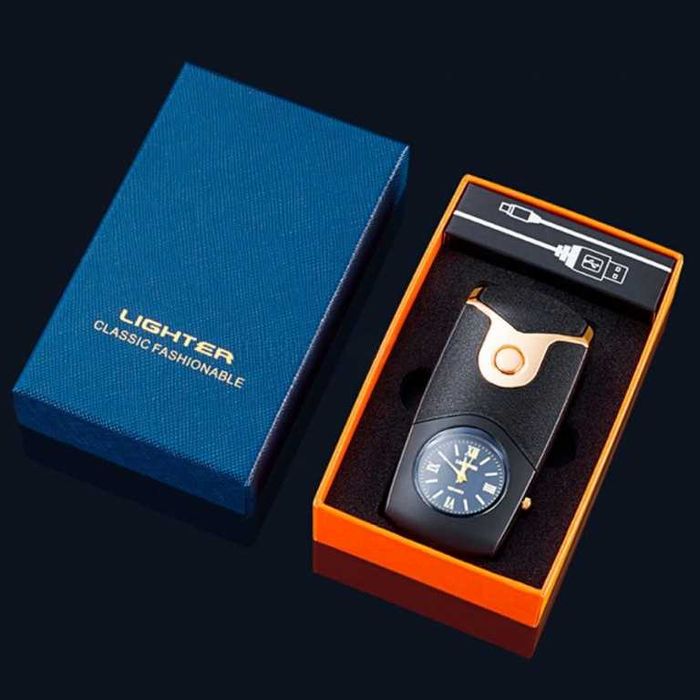 Зажигалка USB 2 дуги + часы в подарочной упаковке LB-770