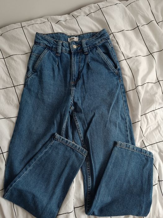 Spodnie jeans balloon leg mom szerokie z wysokim stanem