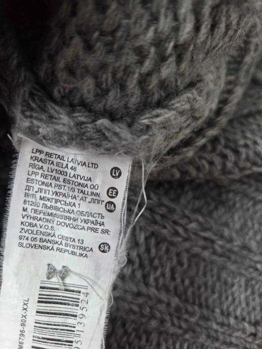 Reserved sweter szary XXL rozpinany pod szyją