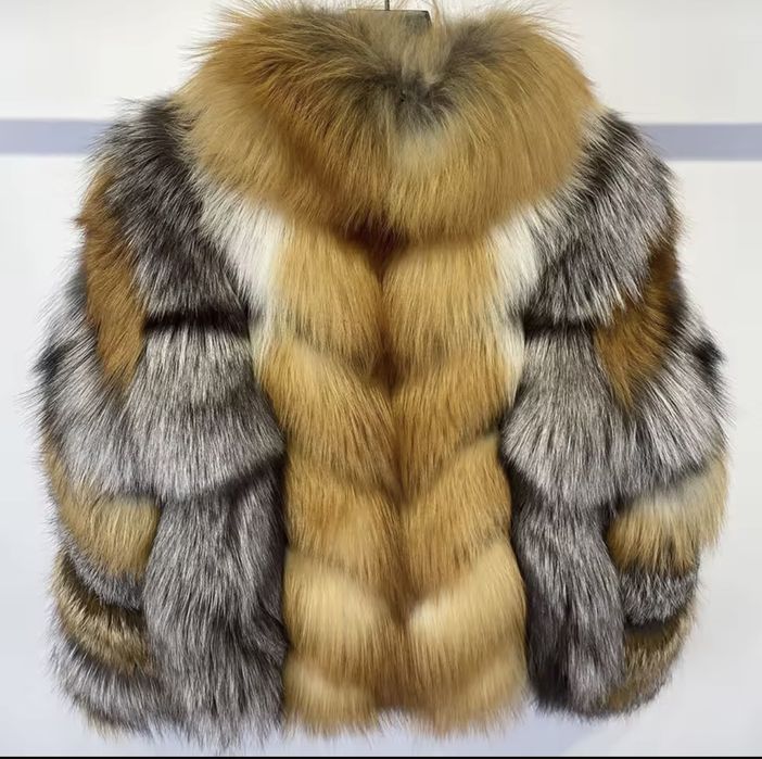 Kontantto futro rudo srebrne  naturalne cieple lekkie xs-3xl