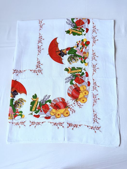 Obrus wielkanocny lniany świąteczny dziecięcy