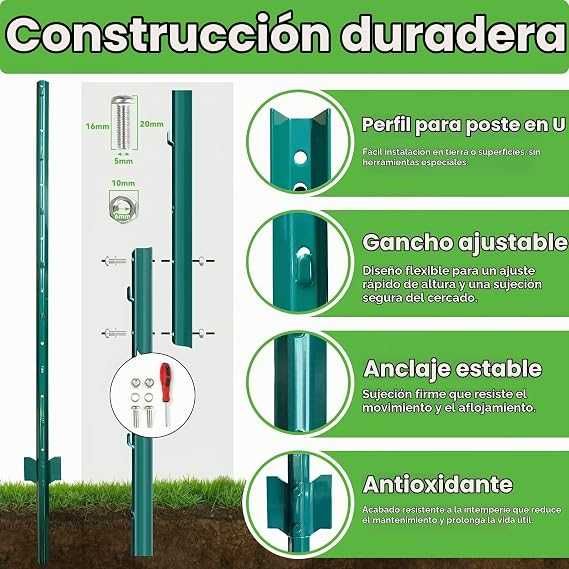 Thealyn Postes U para cercados, conjunto de 10 unidades 182 cm