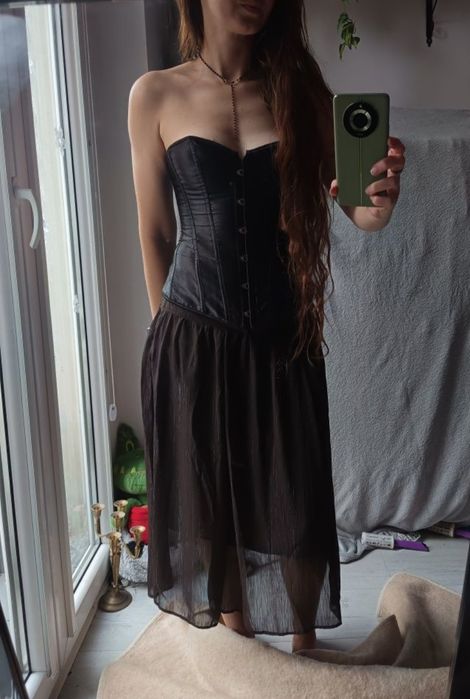 Spódniczka luźna brązowa vintage 36 S luźna cienka brąz