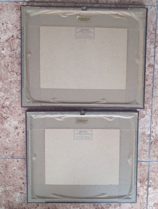 Conjunto 2 gravuras antigas motivo arquitetonico (molduras incluidas)