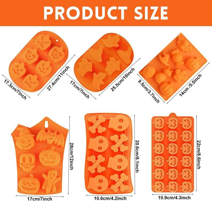 ZOOMPIL - 6 moldes de silicone Halloween (NOVO)