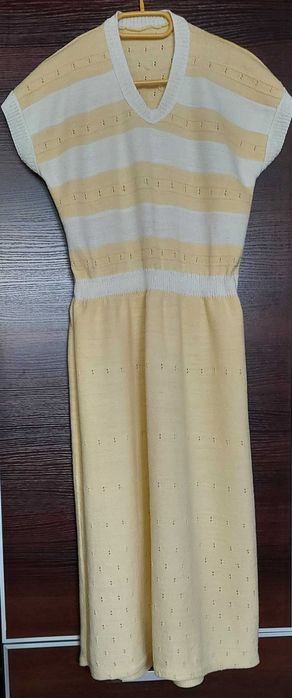 Żółta sukienka handmade - vintage, PRL
