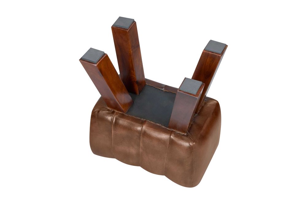 HOKER KOZIOŁEK Pufa stołek Skóra naturalna palisander BGM24.pl B 6285