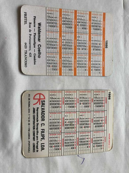 Calendários antigos - Coleção