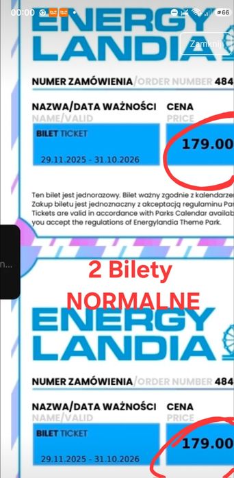 2 x Bilety  na EnergiLandie Bliety NORMALNE