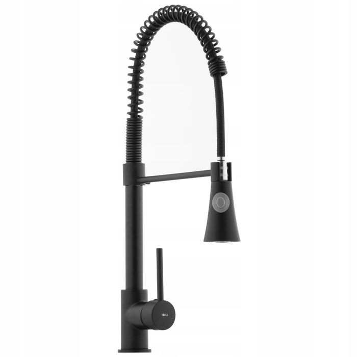 Bateria Kuchenna Czarna Wysoka Stojąca Elastyczna Wylewka Kran Zlewu