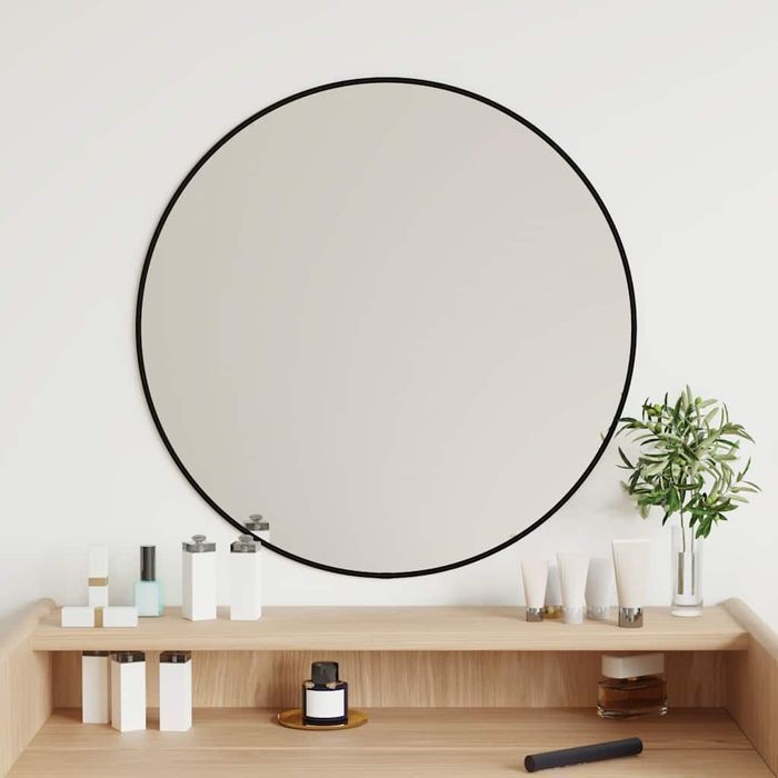 Lustro Ścienne, Czarne, Ø 60 Cm, Okrągłe